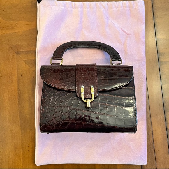 Vintage Crocodile Dark Brown Handbag - Professionally Restored - Picture 3 of 14